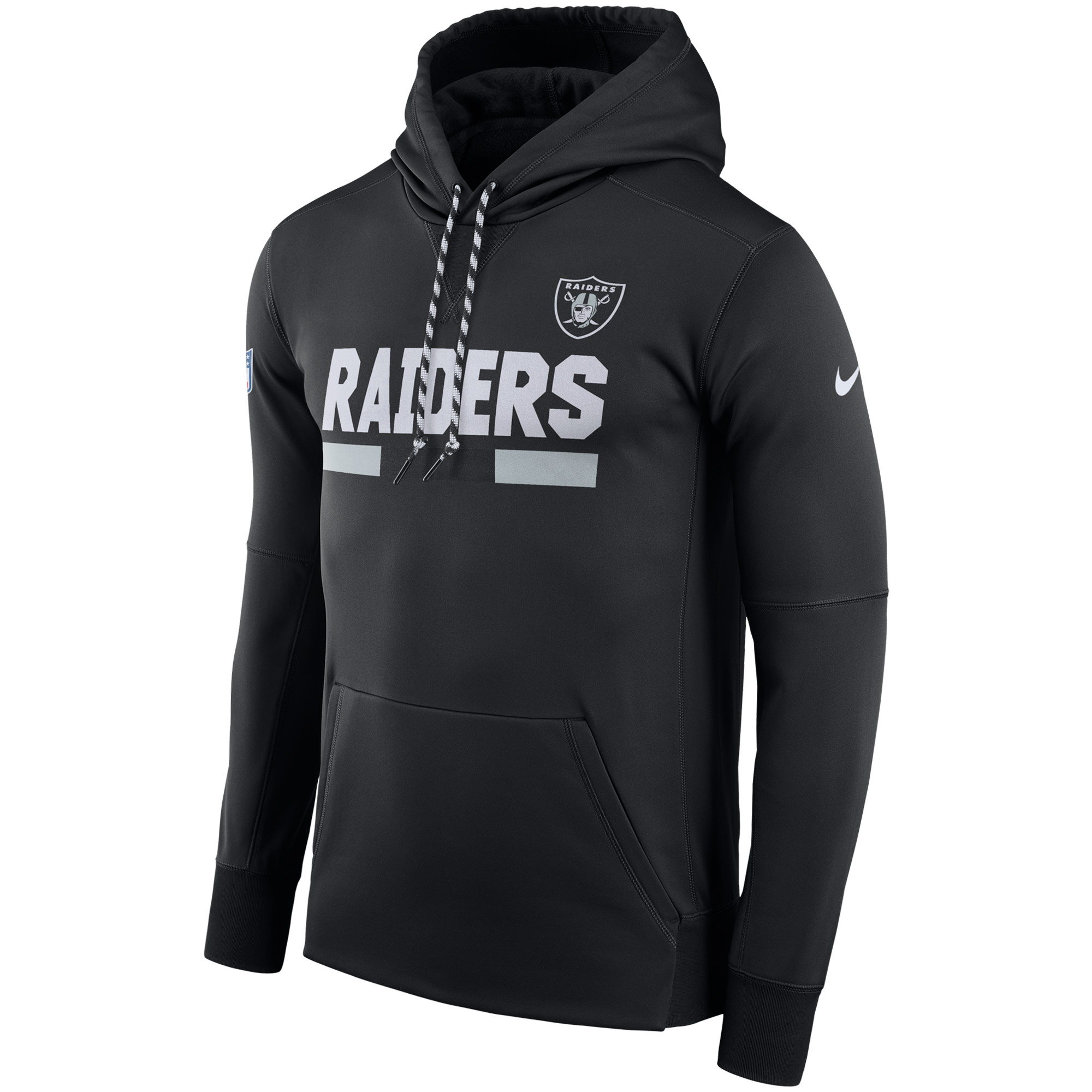 NFL Men Oakland Raiders Nike Black Sideline ThermaFit Performance PO Hoodie->carolina panthers->NFL Jersey